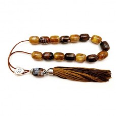 ΡΗΤ-120Α-Κομπολόι Ρητίνη Καφέ νερά – Καφέ σκούρο 12x16mm