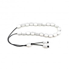 ΡΗΤ-140-Κομπολόι Ρητίνη Λευκό ρίγες κάθετες 10x12mm