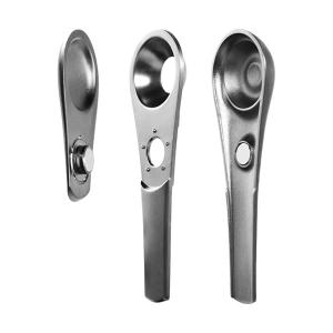 Metal Spoon Pipe Silver with slidable lid and case